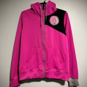 Volcom Pink Hoodie with Black Detail